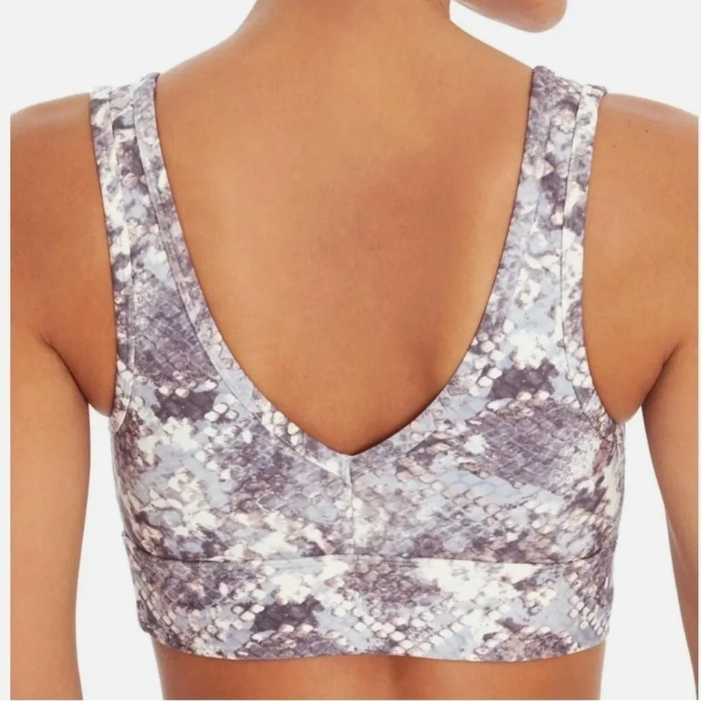 Jessica Simpson Heather Purple Snake-Print Keyhole Mikie Sports Bra Size Medium